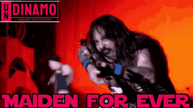a poster for maiden for ever shows a man with long hair