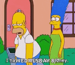 homer simpson and marge simpson from the simpsons are standing in front of a pink house .