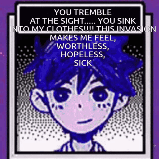 a cartoon of a boy with the words you tremble at the sight