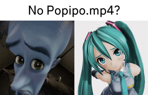 a picture of a cartoon character next to a picture of a cartoon character with the words no popipo.mp4