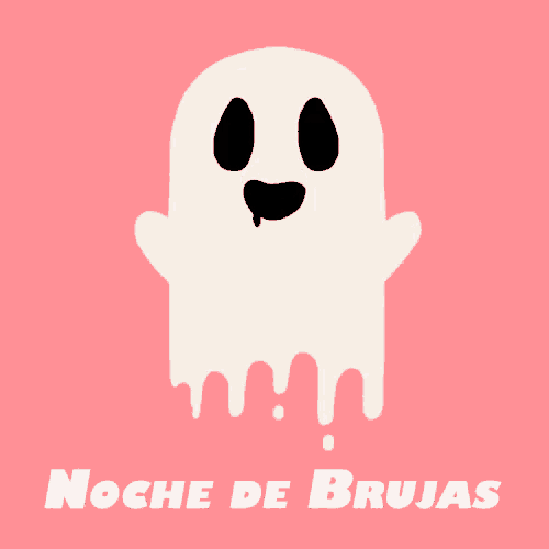 a pink background with a white ghost and the words noche de brujas below it