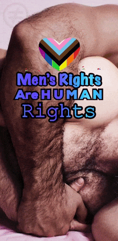 a poster that says men 's rights are human rights with a picture of a man