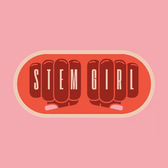 a red sticker that says stem girl on it