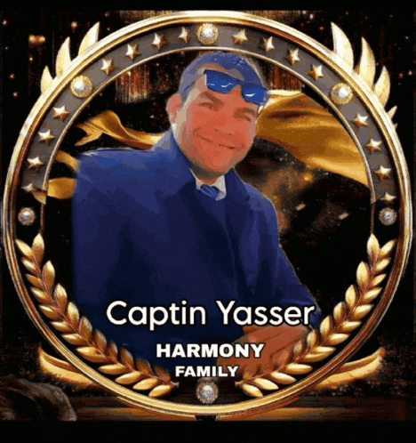 a picture of captain yasser harmony family in a medal
