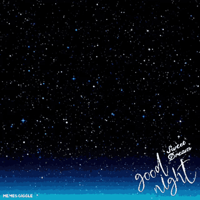 a starry night sky with the words good night written on it