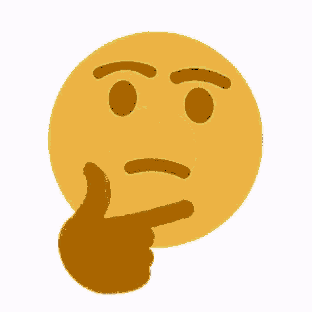 four different colored thinking faces with their fingers on their chins