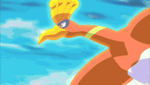 a cartoon drawing of a bird with a blue eye and a yellow beak