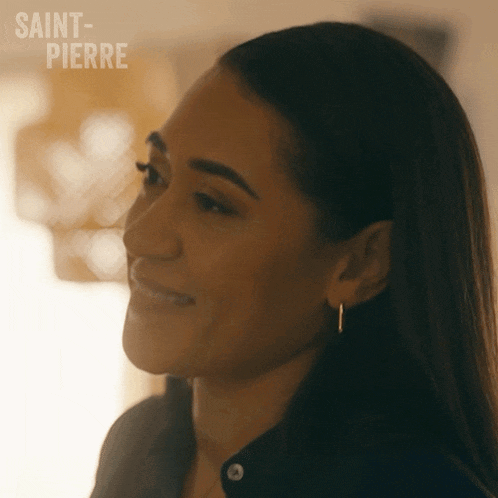 a woman with saint-pierre written on her face