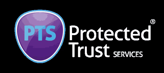 a logo for pts protected trust services in purple