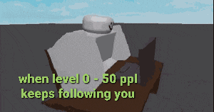 a screenshot of a video game that says " when level 0-50 ppl keeps following you "