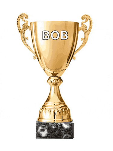 a golden trophy with bob written on it