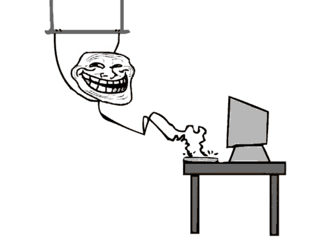 a cartoon of a troll with a slinky attached to it
