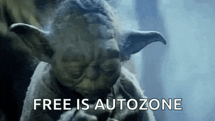 yoda from star wars is saying `` free is autozone '' in a video .