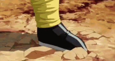 a close up of a person 's foot standing on a rocky ground .