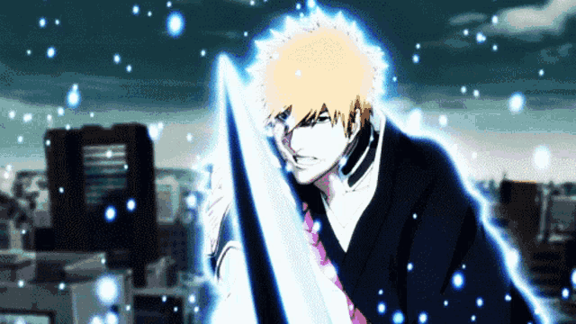 a cartoon character is holding a sword in his hand