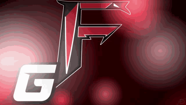 a red and black logo with the letter f and g