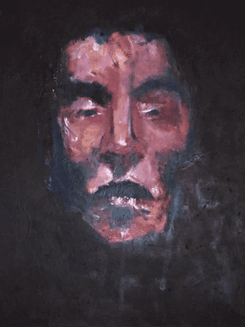 a painting of a man 's face with a beard