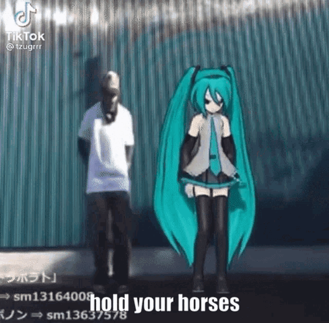 Hold Your Horses Hatsune Miku GIF - Hold Your Horses Hatsune Miku GIFs