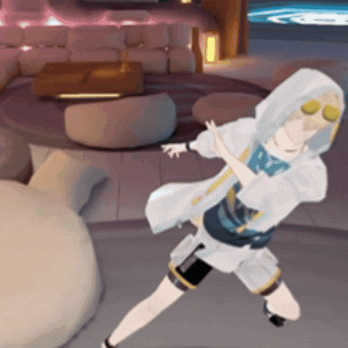 a cartoon character wearing sunglasses and a white jacket is dancing