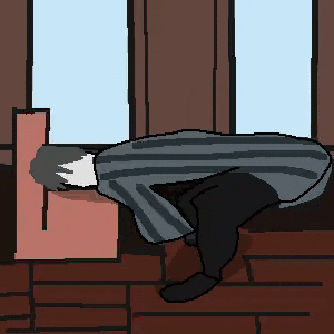 a pixel art of a person laying on a couch .