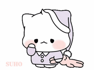 a drawing of a cat wearing a purple hat with the word suho at the bottom