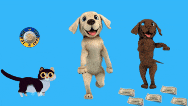 a dog and a cat are dancing on a blue background with the words fiver friday is tomorrow