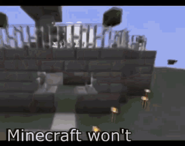 a screenshot of a video game with the words " minecraft won 't " at the bottom