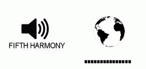a logo for fifth harmony with a speaker and globe