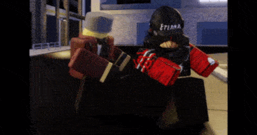 two roblox characters are standing next to each other and one has eternal written on his hat