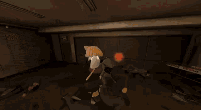 a blurry picture of a person walking in a dark hallway