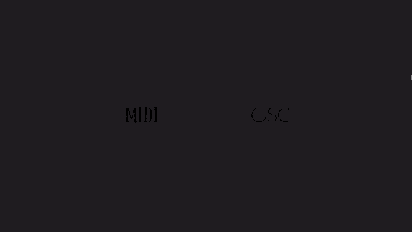 a logo for midi osc with a gun and a star on a white background
