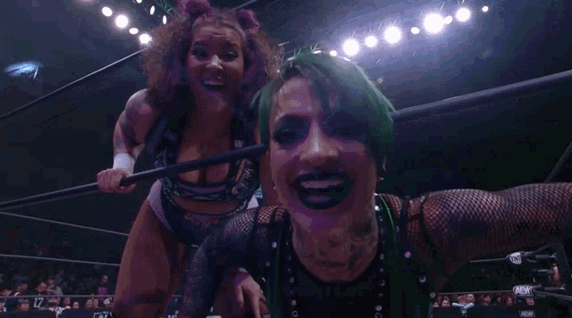 two women in a wrestling ring with the words street fight baby let 's go on the bottom