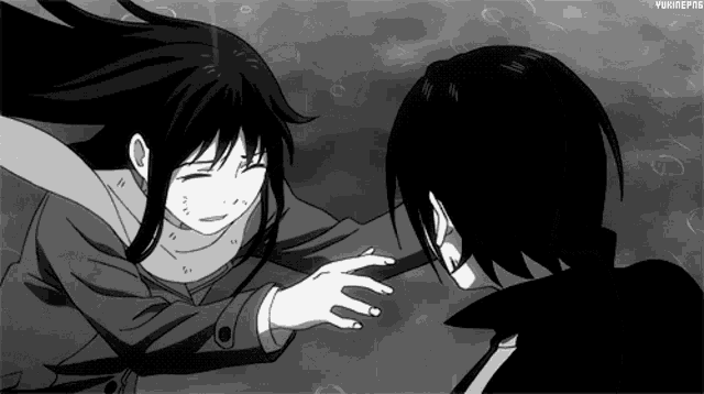 a black and white drawing of a girl reaching out to a man 's hand