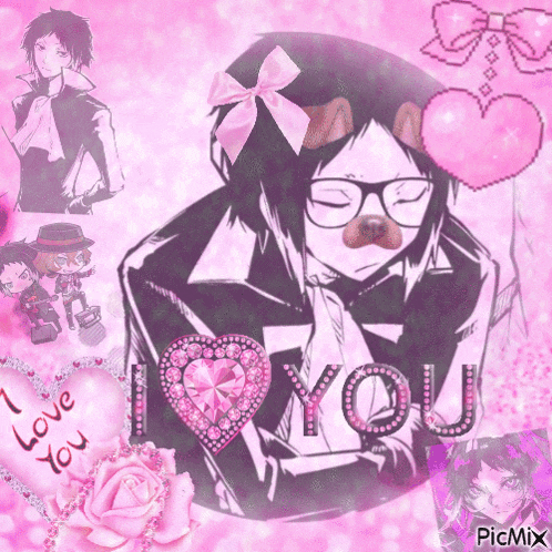 a picture of a man with glasses and a dog nose with the words i love you on it