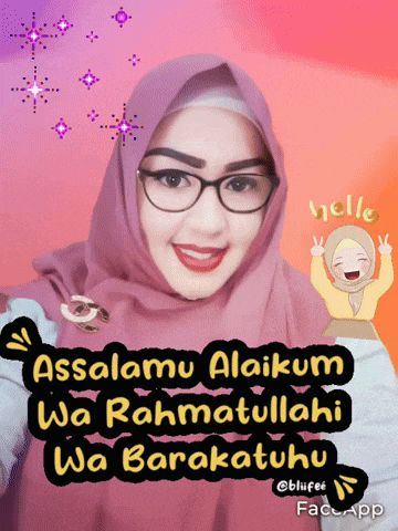 a woman wearing a hijab and glasses says " assalamu alaikum "