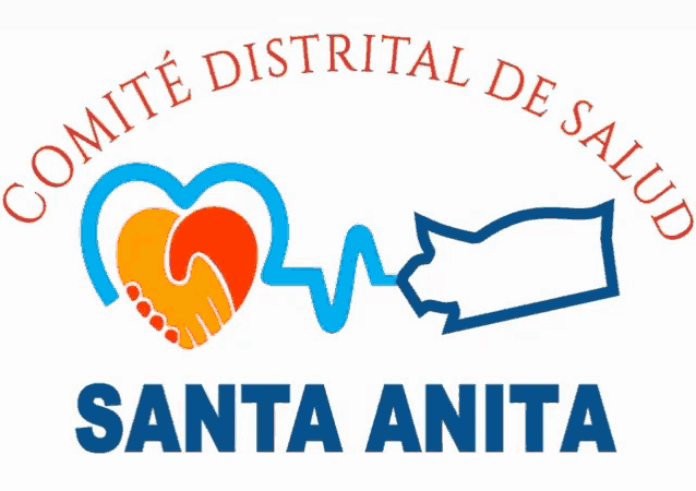 a logo for comite distrital de salud santa anita with a heart shaking hands