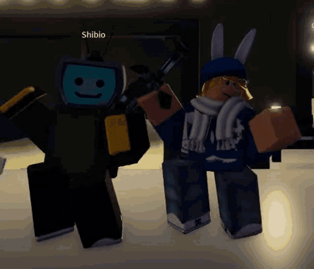a video game character with the name shibio on the bottom right