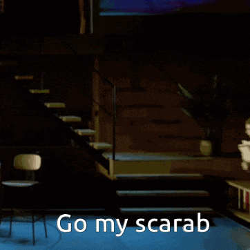 a staircase with the words go my scarab on the bottom