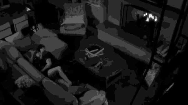 a couple is having sex on a couch in a living room .