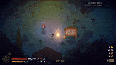 a screenshot of a video game shows a closed beta content not final