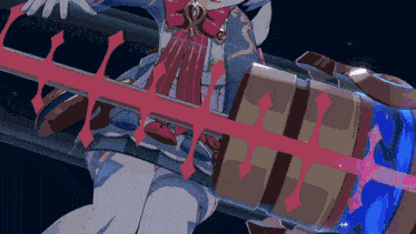 a cartoon character is holding a large barrel with a red and blue stripe coming out of it