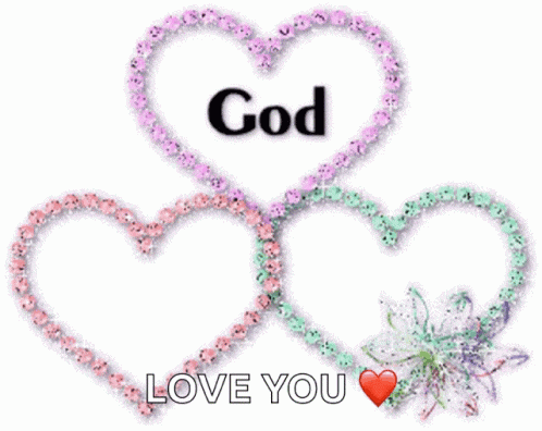 three hearts with the words bless love you