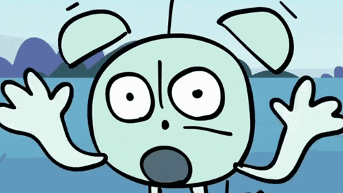 a cartoon character with a shocked look on his face