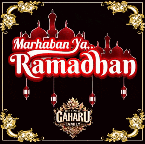 a poster that says marhaban ya ramadhan with a gold frame