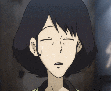 a close up of a cartoon character making a surprised face