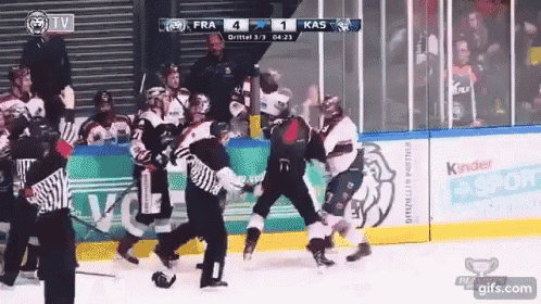 Huskies Hockey Punch GIF - Huskies Hockey Punch Fight GIFs