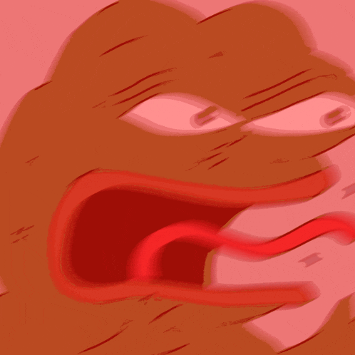 a close up of a cartoon frog with its mouth open
