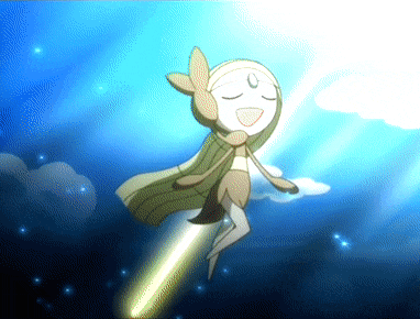 a cartoon character is flying through the air with a light coming out of her mouth