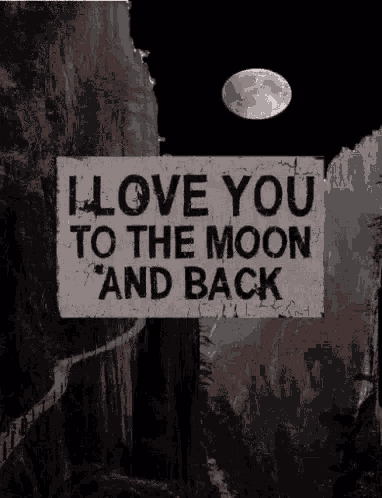 a sign says i love you to the moon and back