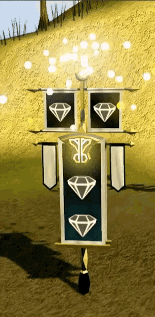 a banner with three diamonds on it and the letter s on it